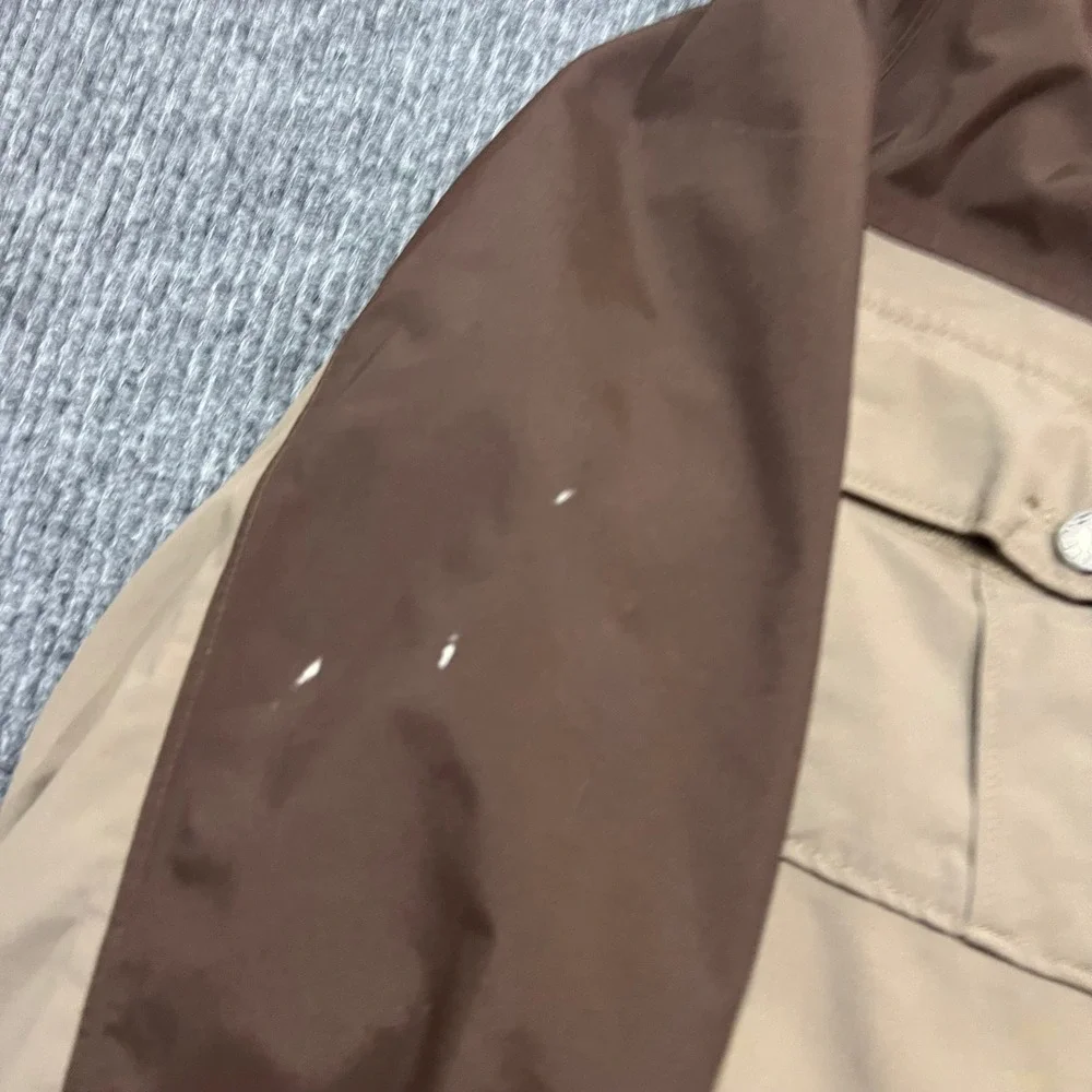 The North Face HyVent Ski Jacket Mens Brown Hooded Shell Small Waterproof Zip